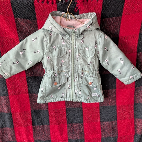 🖤 OshKosh B'gosh Green Floral Puffer Jacket - Picture 2 of 4